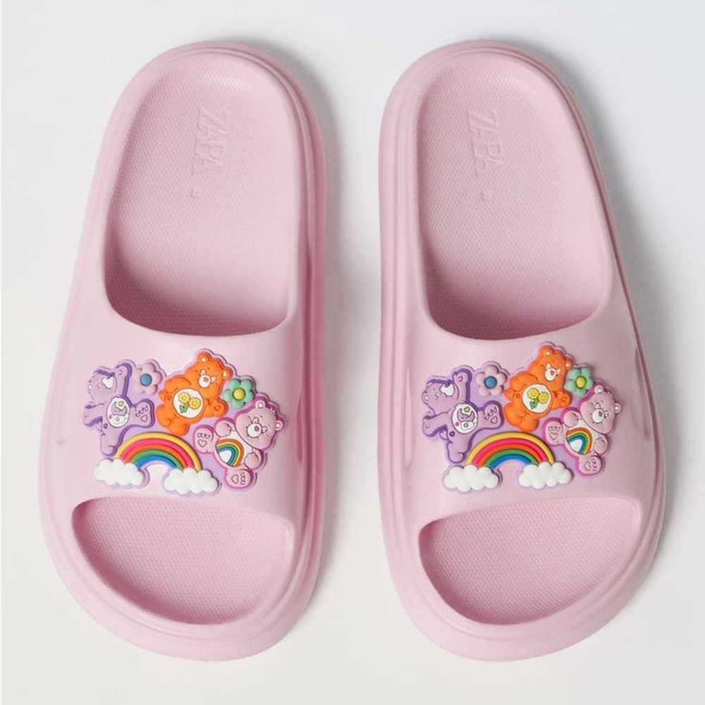 Zara Kids Pink Care Bear Pool Slides - Size EU 37 / US‎ Kids 5